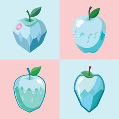 Flat Ice Apple Illustration – Juicy Tropical Palm Fruit and Summer Hydration Vector Icon