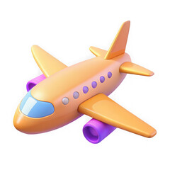 Fototapeta premium 3d cartoon airplane flying isolated on transparent background