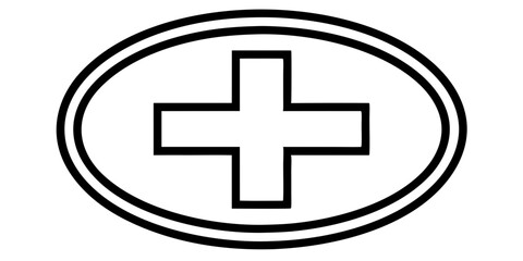 Fototapeta premium medical, cross, health, healthcare, medicine, hospital, clinic, first, aid, emergency, help, symbol, icon, graphic, design, illustration, clean, simple, minimalist, black, and, white, isolated, backgr