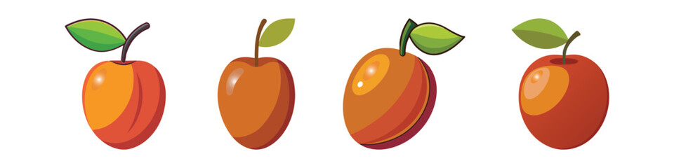 Flat Jujube Fruit Illustration Sweet Red Date and Healthy Super food Vector Icon