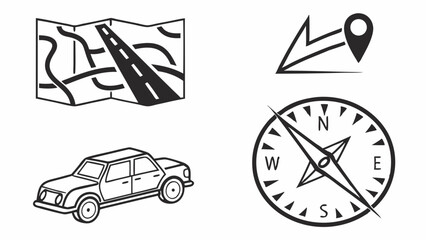 Road trip planning icons