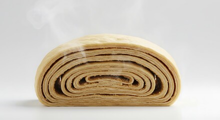 Warm Pastry Layers: A Delicate, Steaming Spiral