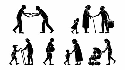 Life cycle stages silhouettes