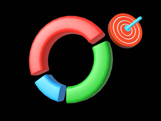 Pie diagram 3d icon. Isolated object on a transparent background