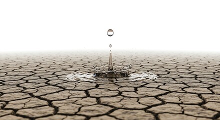 Water Drop Impact on Cracked Earth: A Stark, Realistic Depiction