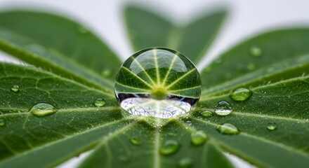 Water Drop Lens: Green Leaf Macro Photography