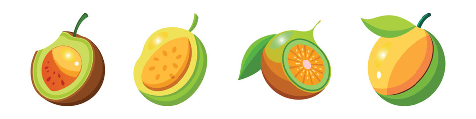 Flat Lúcuma Illustration Golden Peruvian Superfood and Healthy Fruit Vector Icon