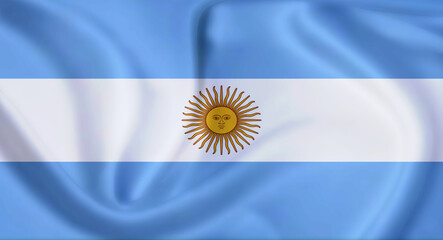 National Flag Of Argentina Flying In The Air