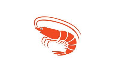 Simple Prawn Logo Illustration in Minimalist Design for Restaurant or Seafood Business