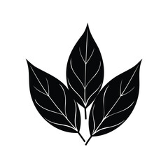 Stylized Illustration of Three Leaves in Black and White Minimalist Design