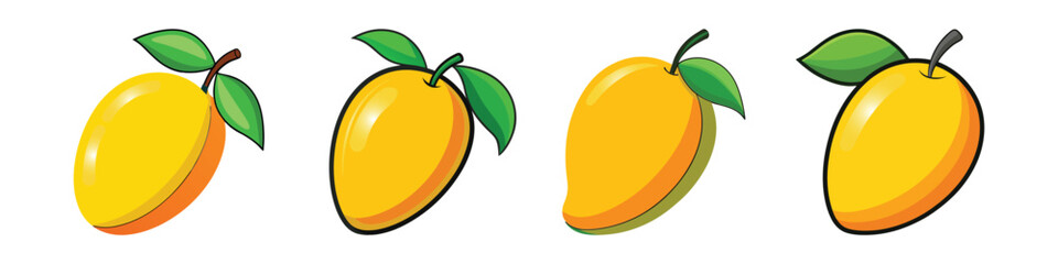 Mango Flat Style Tropical Fruit Vector Illustration