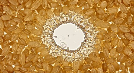 Wheat Grains Surround Microscopic Cross-Section: Golden Hues and Intricate Detail