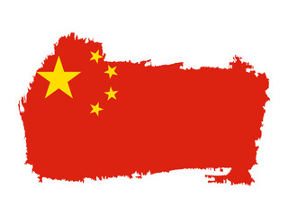Red Chinese flag with yellow stars inside a rugged country map outline, ideal for modern or patriotic projects.