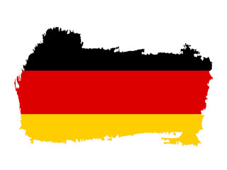 Black, red, and yellow German flag inside rugged map silhouette, perfect for national and cultural themes.