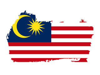 Creative brush stroke Malaysia flag, showcasing national identity and Asian pride.