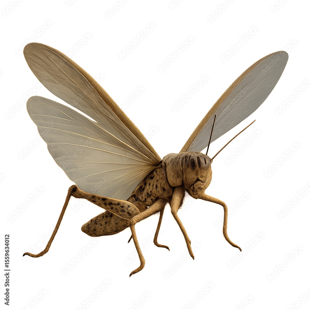 Poster 3d model of a locust ready to swarm in a realistic style