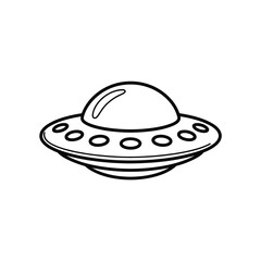Simple Line Art Illustration of a Flying Saucer or UFO