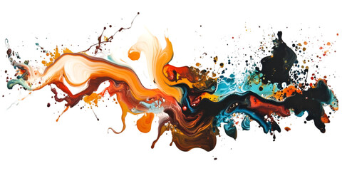 Surreal Mixed Color Ink Splash Isolated on Transparent Background for Artistic Design