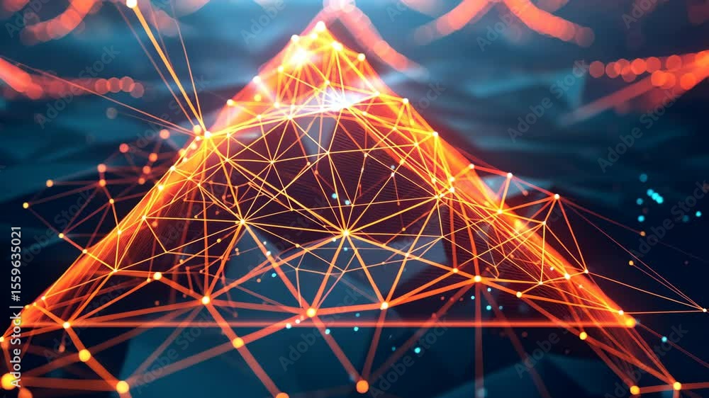 Poster abstract technology geometric polygonal mesh lines background, intricate patterns