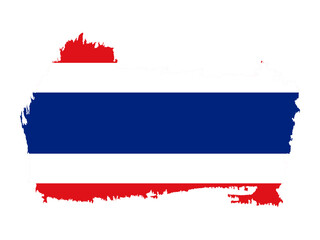 Thailand flag in horizontal red, white, and blue stripes with creative brushstroke effect.