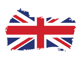 UK Union Jack flag in a creative brush stroke design symbolizing unity and heritage.