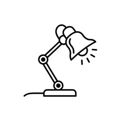 Desk lamp icon vector illustration in outline style on white background