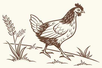Rustic Chicken Silhouette Clipart
