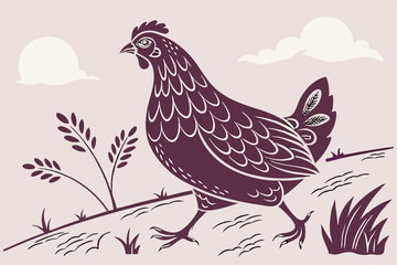 Vintage Hen Silhouette Illustration