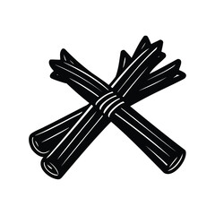 Monochrome Illustration of Bundled Sticks Tied Together in a Simple and Minimalistic Design