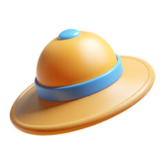 Fototapeta premium 3D icon of a beach sun protection hat representing summer safety, vacation gear, heat protection and outdoor lifestyle
