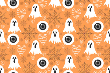 halloween seamless pattern with ghosts