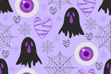 halloween seamless pattern with ghosts