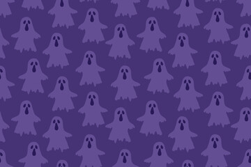Halloween seamless pattern with purple ghosts