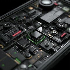 Fototapeta premium Close-up of a tech device, highlighting its advanced functionality and sleek design features.
