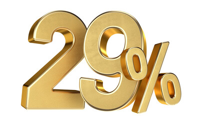 Golden 29 Percent Isolated on Transparent Background