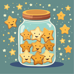 A cookie jar filled with laughing stars – joy in unexpected places.
