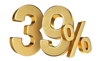 Golden 39 Percent Isolated on Transparent Background