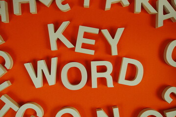 Keyword alphabet letters on orange background