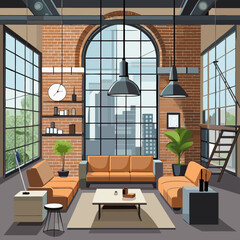 Modern Loft Apartment with City View © iconiyo