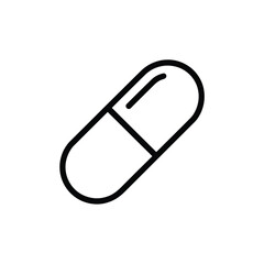 Simple Line Art Capsule Pill Icon Graphic