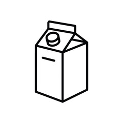 Milk or juice carton outline icon on white background for design element
