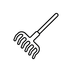 Simple Outline Illustration of a Garden Rake for Landscaping and Gardening