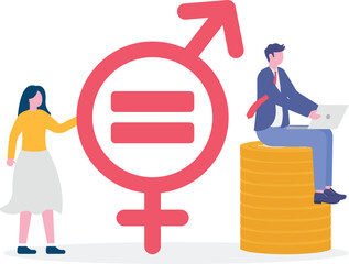 Gender equality, man and woman equal, balance and diversity in workplace,
