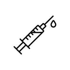 Syringe with a drop of medicine vaccine or blood line icon