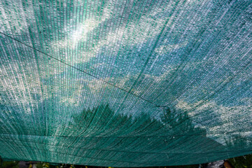 Shading net against the sky on a sunny day
