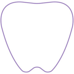 White Tooth Icon with Purple Outline – Dental Vector Illustration