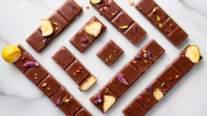 World Chocolate Day celebration. Assorted chocolate treats on a dark background. Sweetness, indulgence, and dessert temptation.