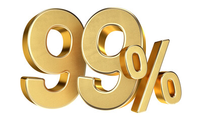 Golden 99 Percent Isolated on Transparent Background