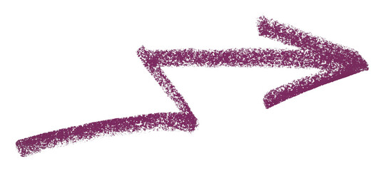 Purple arrow symbol colored pencil isolated on transparent background