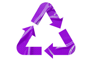 Purple recycle symbol paper isolated on transparent background
